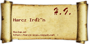 Harcz Irén névjegykártya
